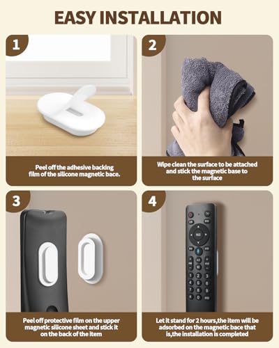 White Magnetic Remote Control Holder - 4 Pack Self-Adhesive TV & AC Remote Organizer