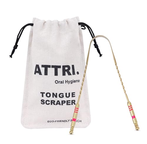 Pure Brass Tongue Scraper with Eco-Friendly Pouch for Fresh Breath