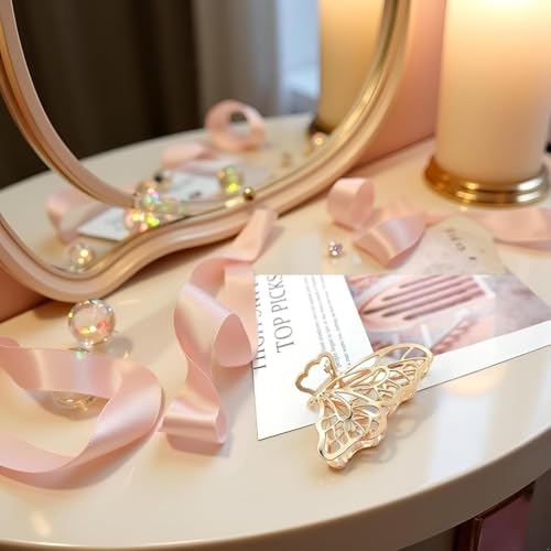 HODASHI Gold Butterfly Metal Hair Claw Clip for Thick Hair