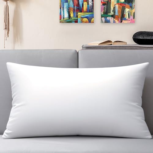 Hypoallergenic Throw Pillow Insert - Rectangle Lumbar Cushion, 12 x 20 Inches