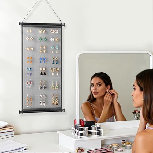 Josmimic Wall Mounted Earring Organizer - Holds 400 Earrings, Black