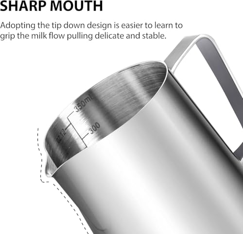 AMZCHEF 12 oz Stainless Steel Milk Frothing Pitcher with Spout