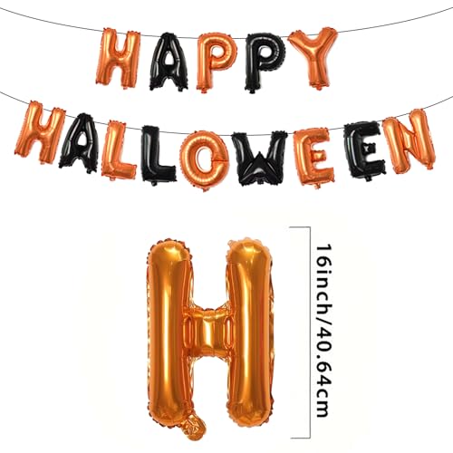 Happy Halloween Foil Balloon Banner Brown and Black Spooky Party Decor
