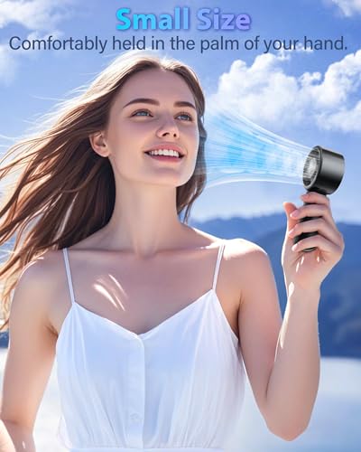 AUIIAH Portable Handheld Fan - USB Rechargeable, 5 Speeds, Black