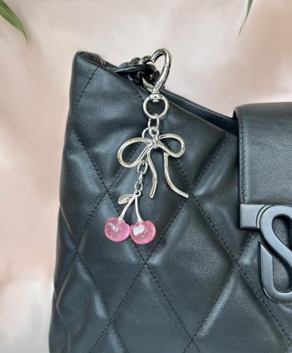 Mini Cherry Bag Charm Keychain for Women - Cute Purse Accessory