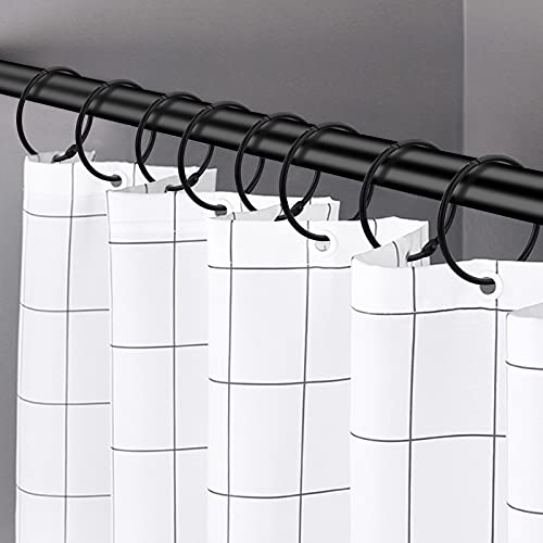 Black 24 Pack Shower Curtain Rings Rustproof Metal Hooks Bathroom Accessories