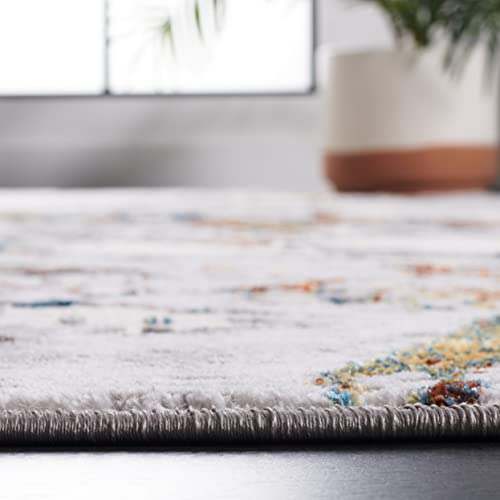SAFAVIEH Amelia Collection Area Rug - 3' Round, Grey & Blue Gold, Modern Abstract Design, Non-Shedding & Easy Care, Ideal for High Traffic Areas in Living Room, Bedroom (ALA293M)