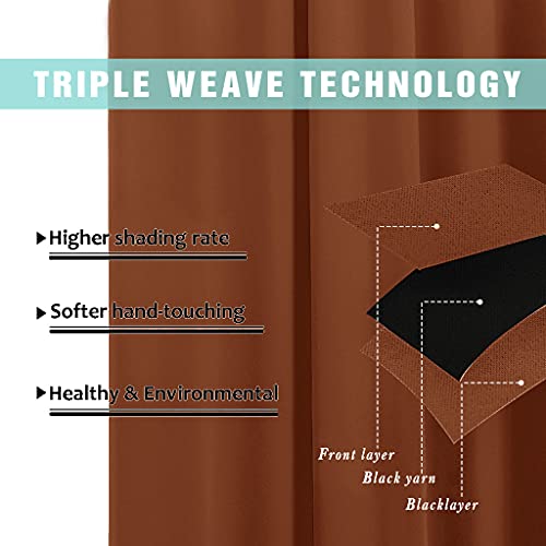 NICETOWN Blackout Curtains - 62" x 72" Rod Pocket Drapes, Burnt Orange (2 Panels)