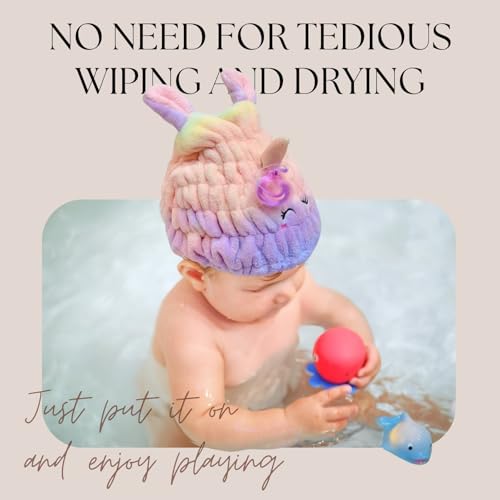 LCBD Unicorn Microfiber Hair Towel Wrap for Kids - Quick Drying Hair Cap
