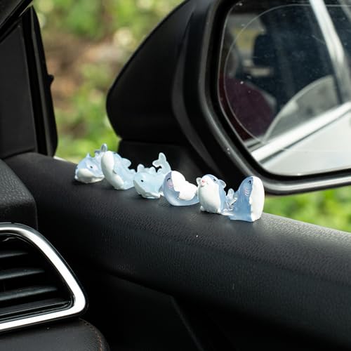 Glow Sharks Luminous Car Dashboard Decor - 6Pcs Mini Shark Figurines