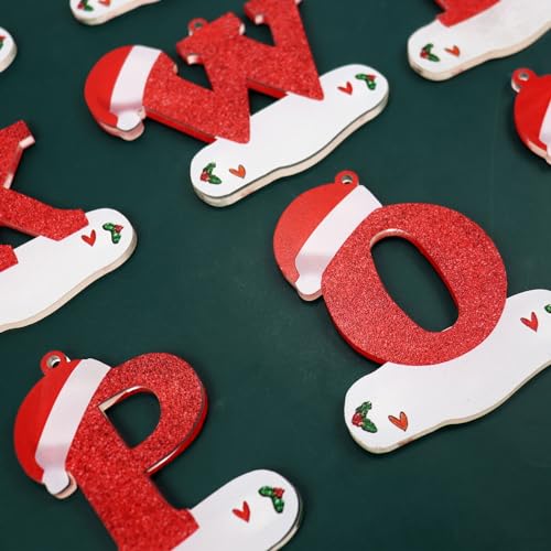 Personalized Acrylic Christmas Letter Ornaments - 3.1in Hanging Decor