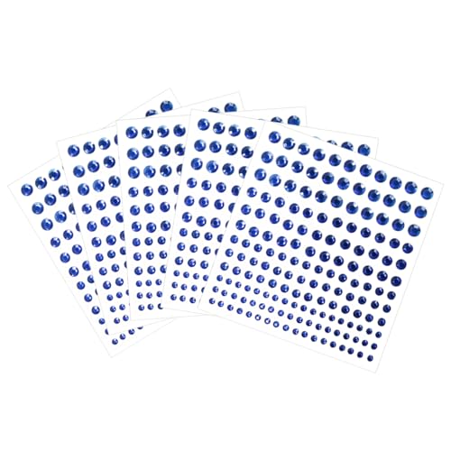 5 Sheets Self-Adhesive Blue Rhinestone and Pearl Stickers for Crafts