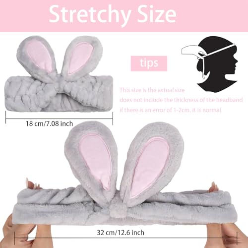 Bunny Ear Spa Headband 3-Pack Soft Fleece Makeup & Skincare Hair Bands