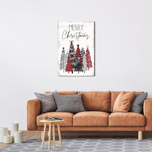 Christmas Tree Canvas Wall Art - Festive Holiday Decor for Home & Office, 24x36 Inch - Winter Scene