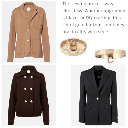 Premium Gold Metal Buttons Set - 0.6 inches, 8-Piece for Clothing