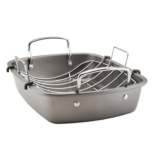 Circulon Nonstick Roasting Pan / Roaster with Rack - 17 Inch x 13 Inch, Gray