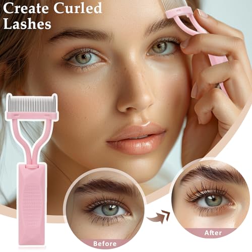 Zoolinn 2PCS Arc-Shaped Pink Eyelash Comb & Mascara Separator Tool