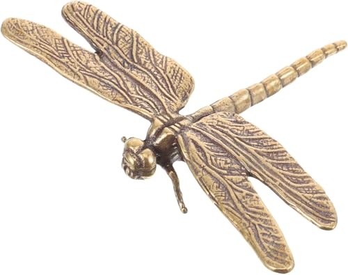 Vintage Brass Dragonfly Figurine - Antique Style Desk Ornament Statue