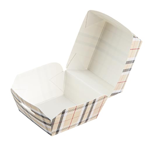 Restaurantware 2.5 x 2.5 x 2 Inch Mini Burger Boxes 100 Clamshell Food Containers - Hinged Lid Disposable Plaid Paper Take Out Boxes Serve Sliders Or Finger Foods