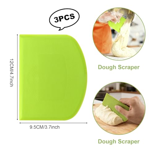 3-Piece Flexible Dough Scraper Set for Baking & Pastry Making