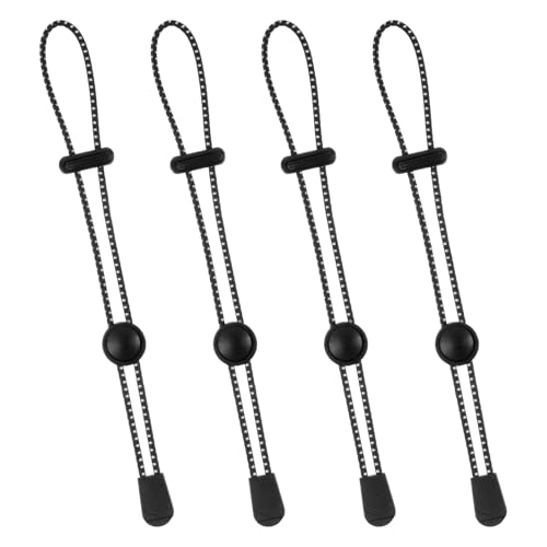 4 Pcs Climbing Stick Holder, Black Backpack Hiking Pole Ropes, Adjustable Bungee Rope, Fixing Buckle Elastic Rope, Hiking Trekking Pole Backpack Bungee Straps for Walking Outdoor Mountaineering