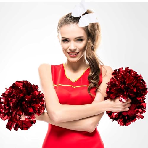 Twpribarn 8-Inch Jumbo Cheer Hair Bows with Elastic Ponytail Holder 2-Pack