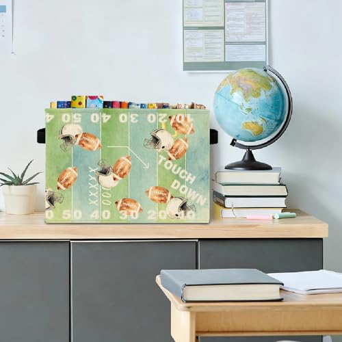 Football Storage Bin with Handles – Collapsible Organizer for Kids