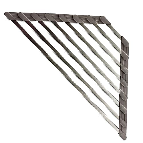 SUS304 Stainless Steel Corner Sink Dish Drying Rack - Space Saver