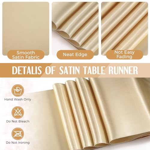 Tudomro 16 Pcs White and Gold Tablecloth & Satin Runner Set - Wedding & Party Decor