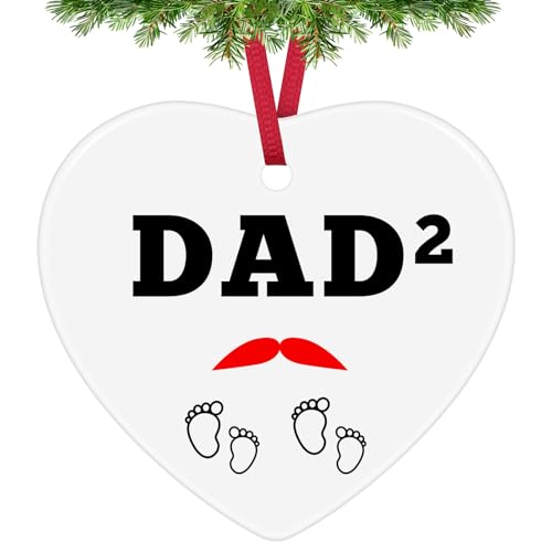 Twins Dad Ceramic Christmas Ornament - New Father Gift
