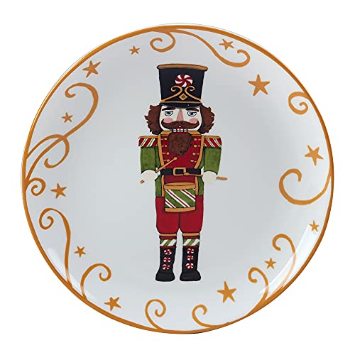 Holiday Magic Nutcracker Dessert Plates Set of 4 - Medium 9 Inch Christmas Dinnerware