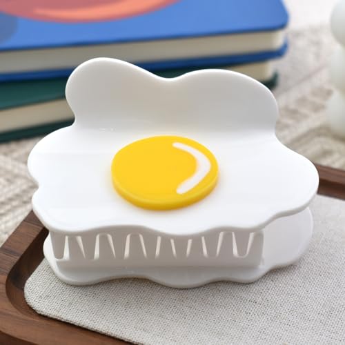 Sunny Side Up Egg Hair Claw Clip 3.1 Inch Non-Slip Poached Egg Barrette
