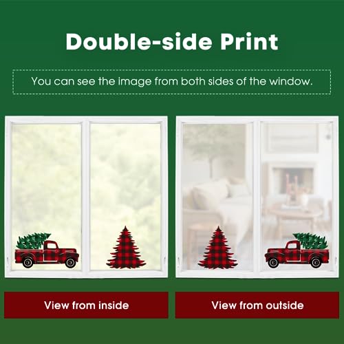 226 PCS Christmas Window Cling Stickers - Red Green Trees & Snow Truck