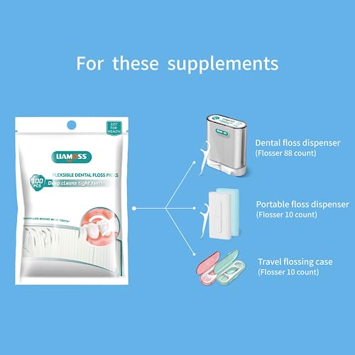 LIAMOSS Portable Dental Floss Dispenser Case with 10 Floss Picks, Blue
