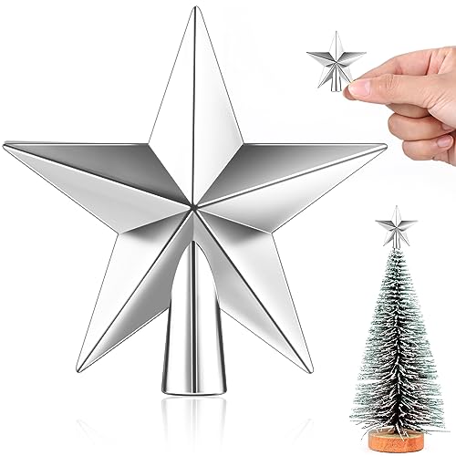 Mini Christmas Tree Topper Star - Silver Glitter Decoration, 1.77 Inch