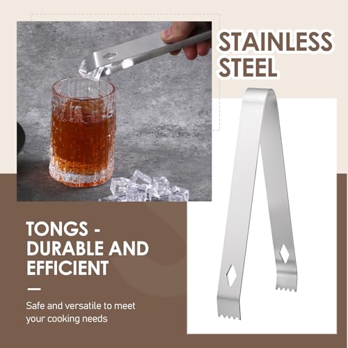 Silver 2 Pack Small Stainless Steel Food Tongs 6 Inch with Serrated Edges