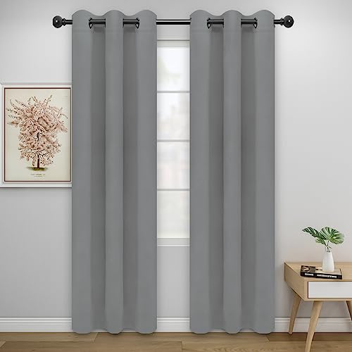 Easy-Going Thermal Blackout Curtains - 34x84 Inch, Light Gray (Set of 2)