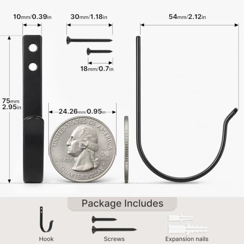 POZEAN 12 Pack Heavy Duty Wall Mounted Coat Hooks - Organize Coats, Bags & Hats