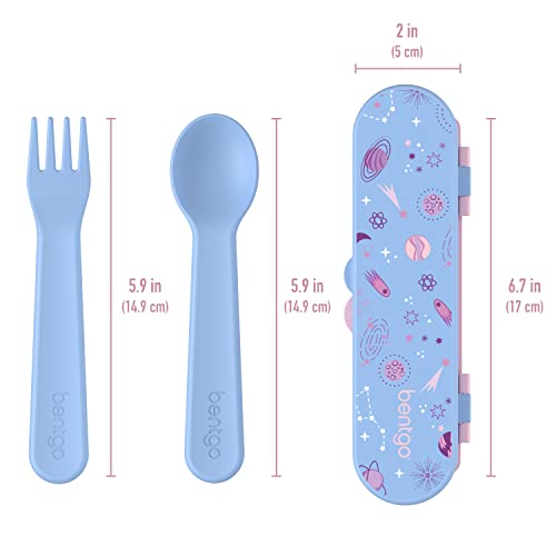 Bentgo Kids Lavender Galaxy Plastic Utensil Set with Fork & Spoon, Travel Case