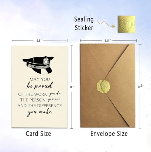 Police Officer Appreciation Card BT-186 with Kraft Envelope & Gold Seal