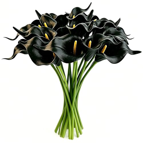 YOOHUA 13PCS Black Artificial Calla Lily Flowers for Decor