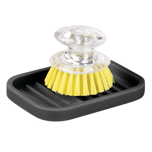 iDesign Silicone Soap Dish for Kitchen & Bathroom - Black