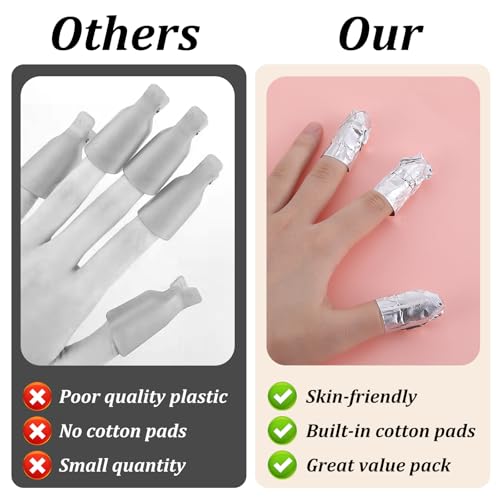 Giantree Nail Polish Remover Foil Wraps with Cotton Pads - 100 Pcs