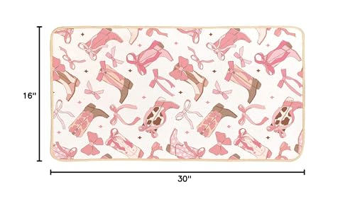 Preppy Pink Western Cowgirl Boots Door Mat - 29.5 x 15.7 Inch Indoor Rug