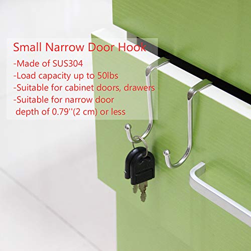 Poeland 304 Stainless Steel Over Cabinet Double Hooks - 4 Pack