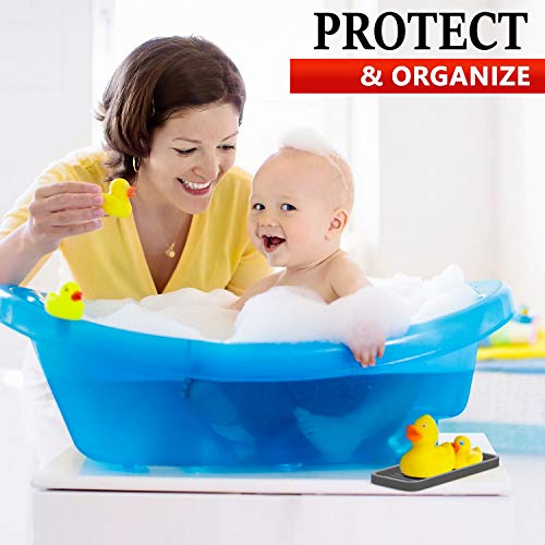 Gray Silicone Kitchen Sink Caddy & Sponge Holder - 2 Pack, Bathroom & Kitchen Organizer