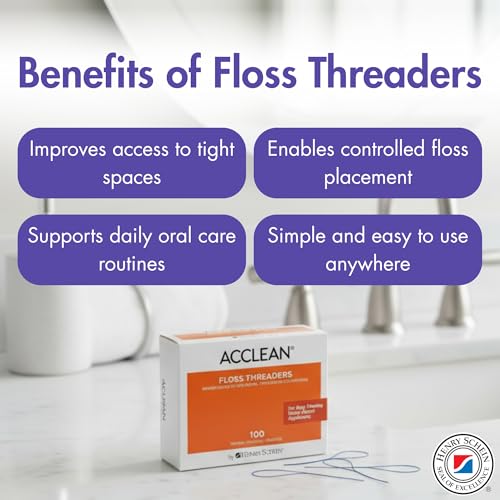 Acclean Dental Floss Threaders for Braces, Bridges & Implants 50 Ct
