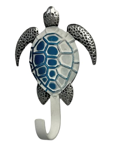 De Leon Collections Sea Turtle Wall Hook Organizer for Entryway - Metal, Blue