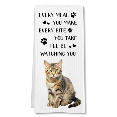 Tabby Cat Kitchen Towels - Funny Hand Towel for Cat Lovers, 16x24in