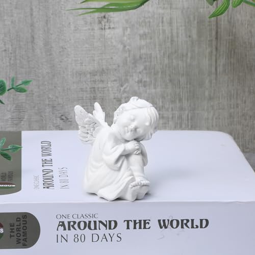 Sibba Sleeping Angel Cherub Statue - Small White Resin Figurine
